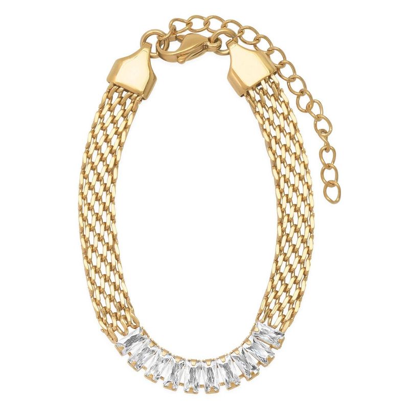 Art Deco Chain Bracelet With Baguette Stones