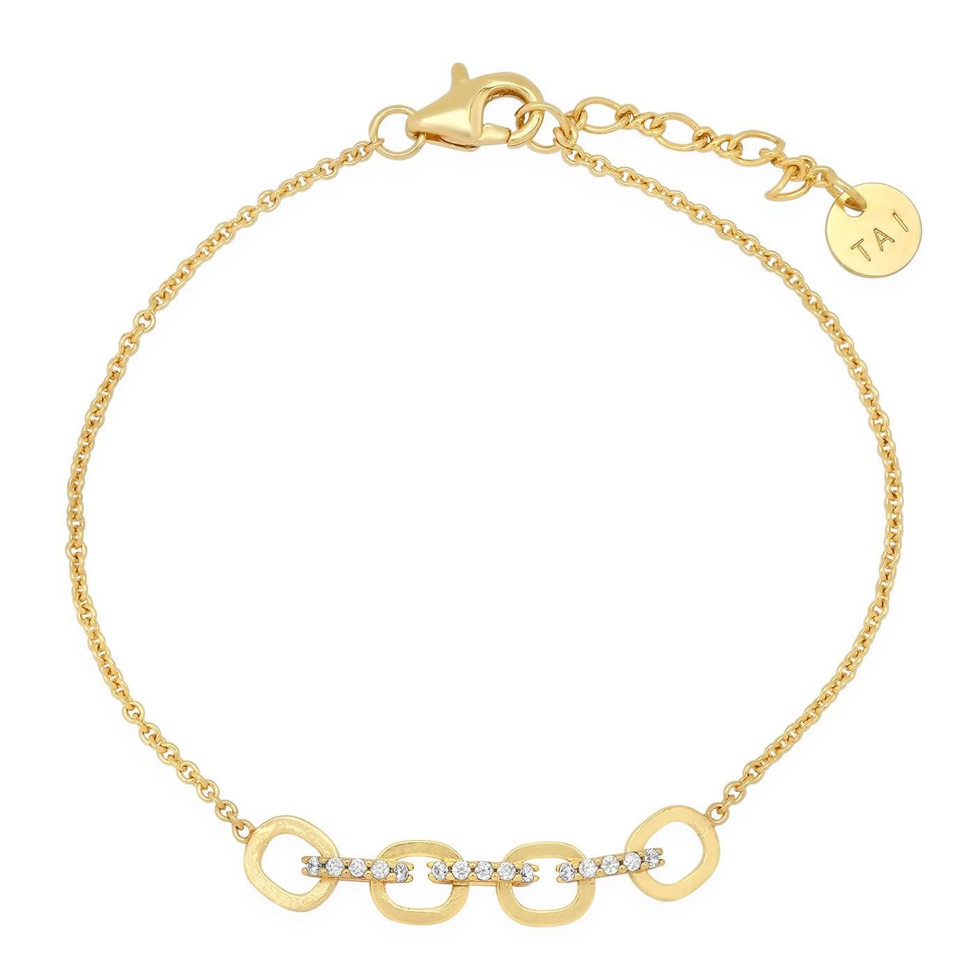 Four Link Chain Bracelet, Color: Gold