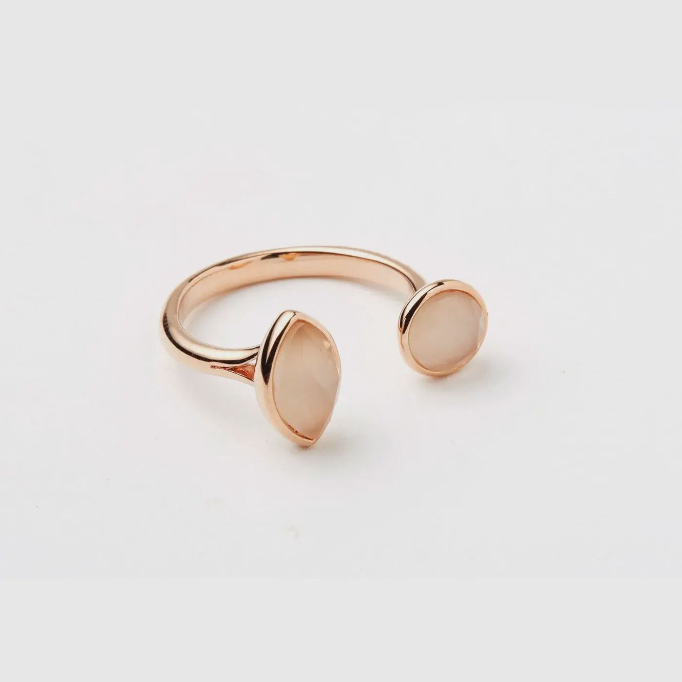 Open Ring with Stone, Color: Rose Gold - Cat's Eye