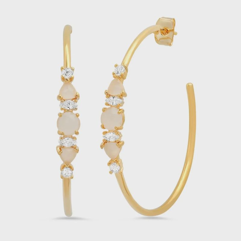 Cat's Eye and CZ Cluster Hoops