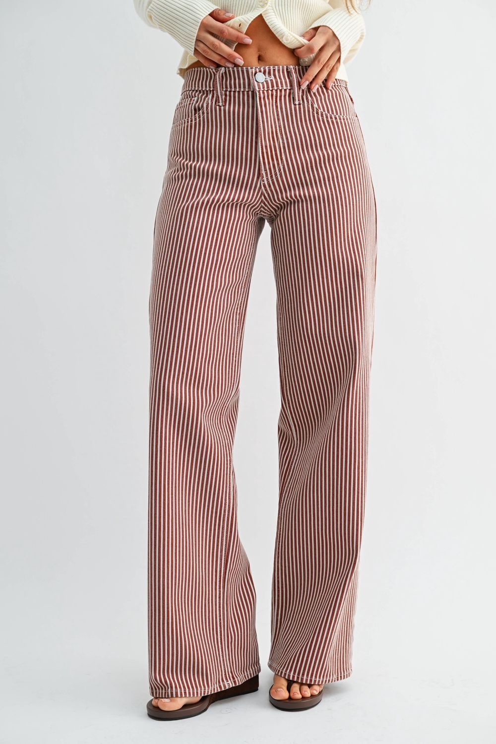 BP453J-A - SPICE BRWN STRIPE - Relaxed Wide Leg
