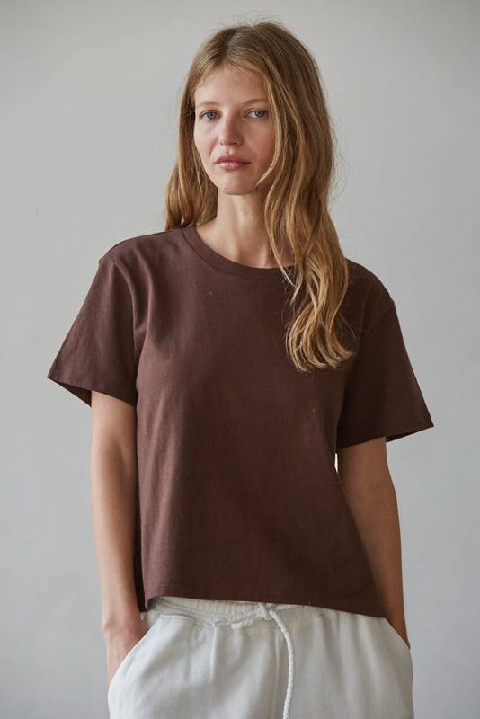 L8788 | Knit Cotton Crew Neck Short Sleeve T-shirt Top