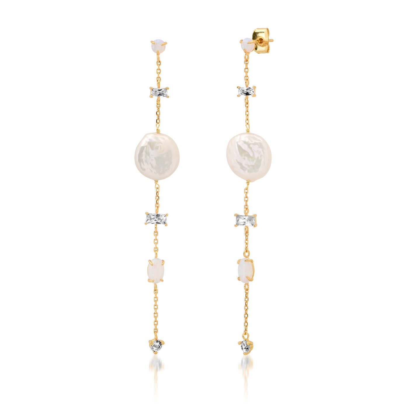 Baroque Pearl Duster Earrings, Color: Pearl
