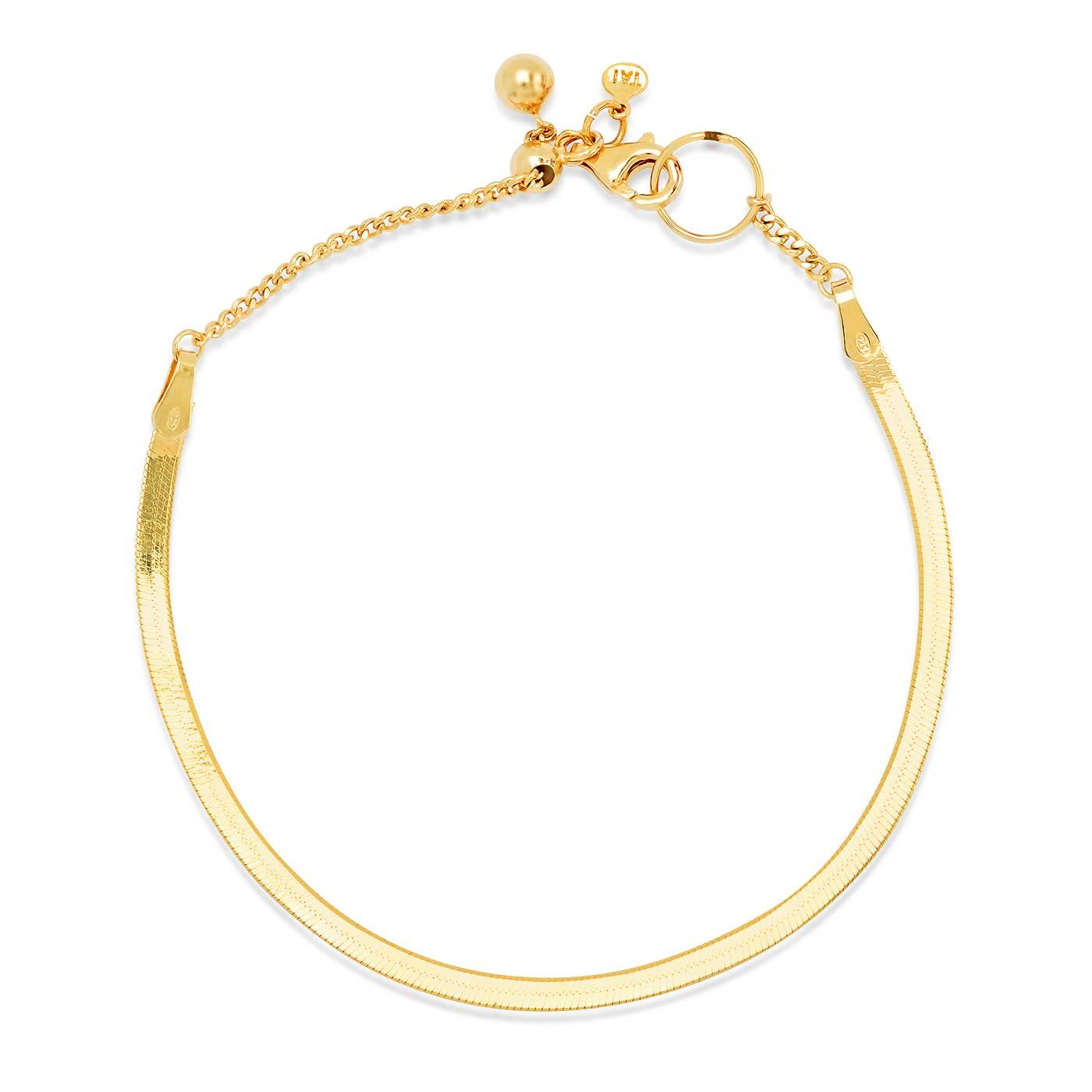 Herringbone Chain Bracelet, Color: Gold