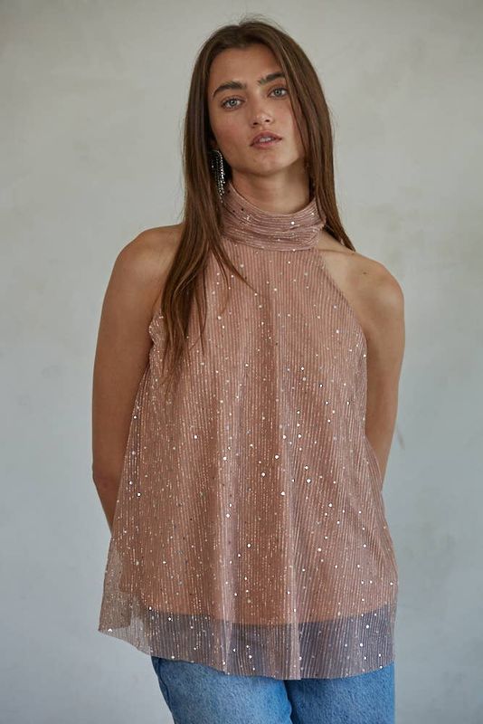 Halter Neck Sleeveless Top in Dusty Rose