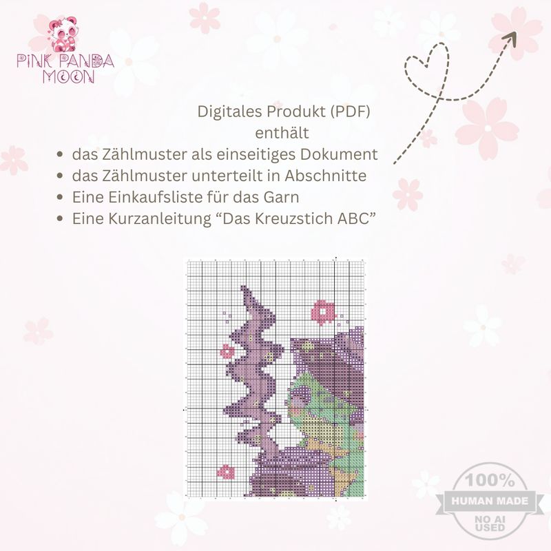 Kreuzstichvorlage Dino Wizard