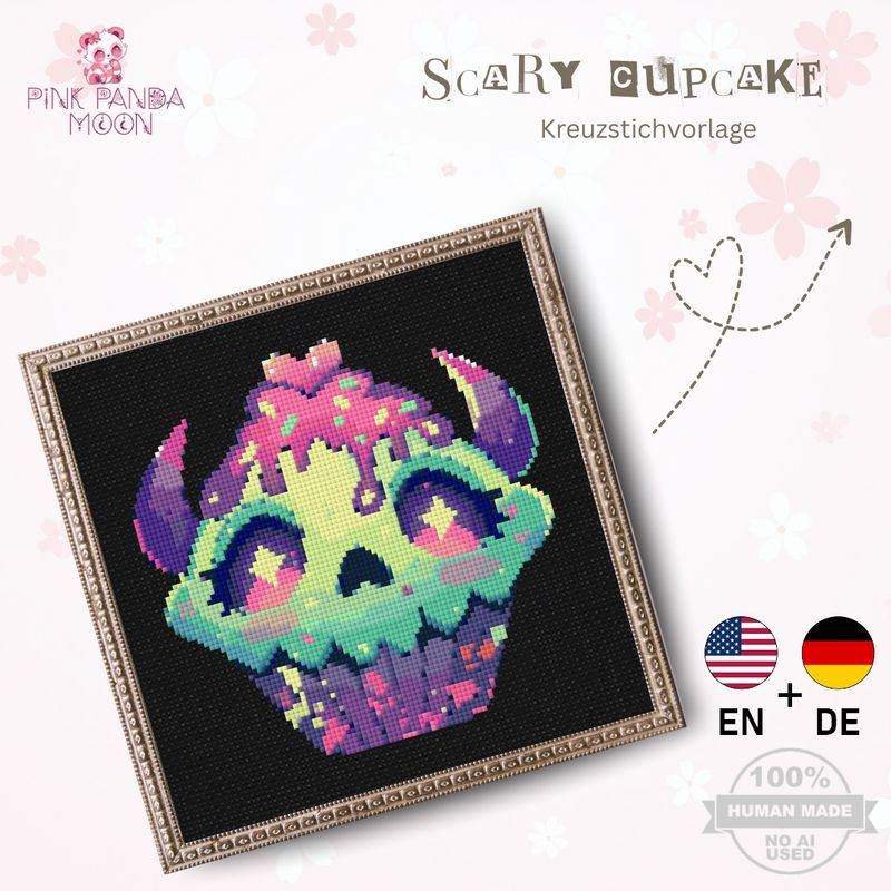 Kreuzstichvorlage Scary Cupcake