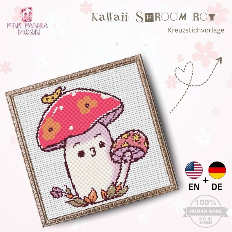 Kreuzstichvorlage Kawaii Shroom rot