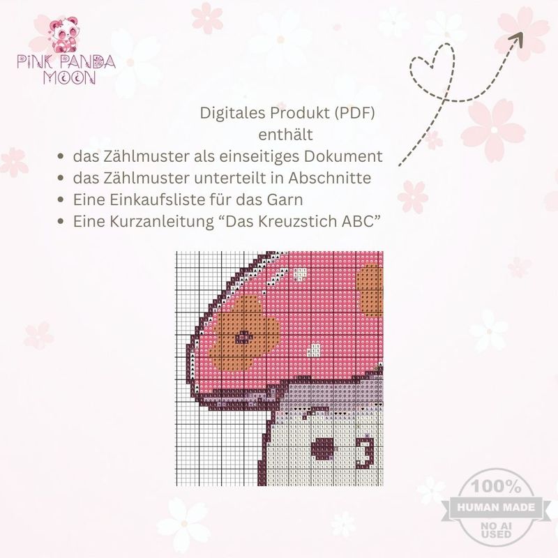 Kreuzstichvorlage Kawaii Shroom rot