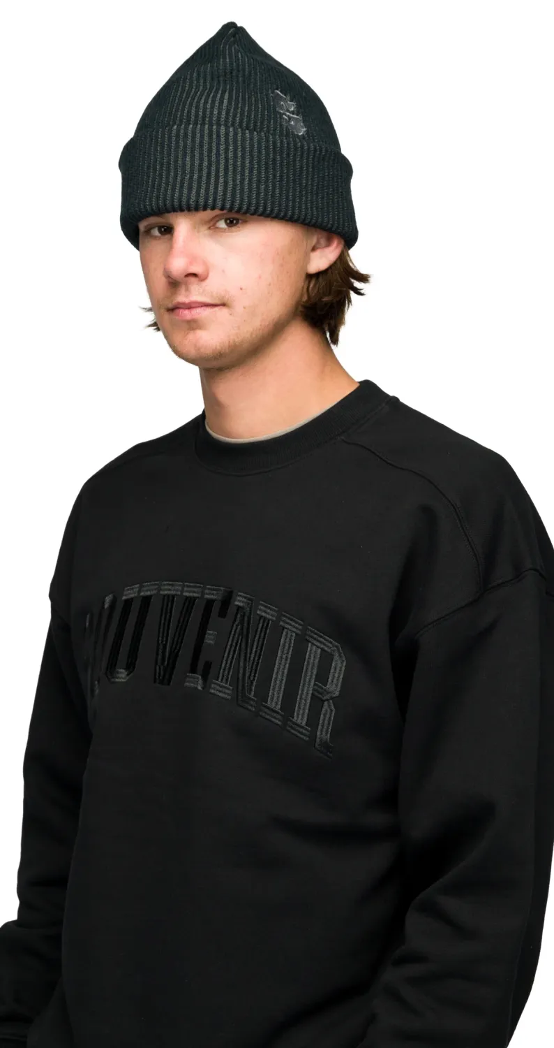 Two Tone Rib Beanie, Attribute: Black, Size: Unisex
