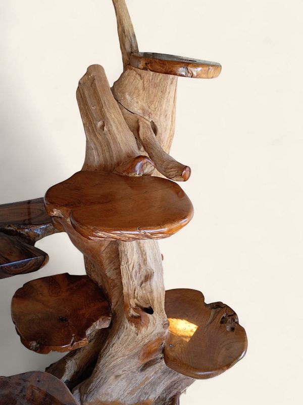 Teakroot carved squirrel display stand