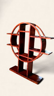 Circular Japanese-Style Wood Display Shelf