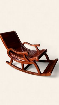 Japanese-Style Handcrafted Teak Rocking Chair
