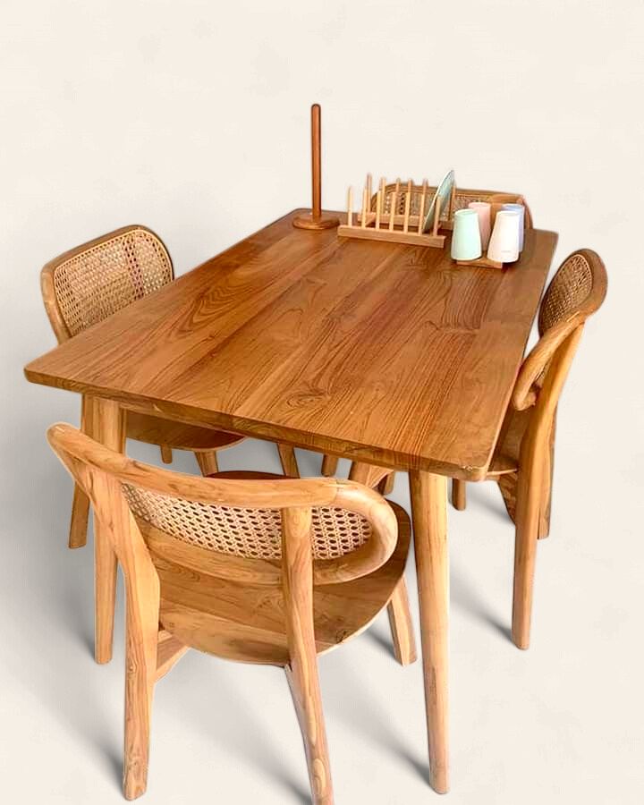 5 Piece Teak/Rattan Dining Group