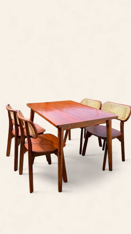 5 Piece Teak/Rattan Dining Group