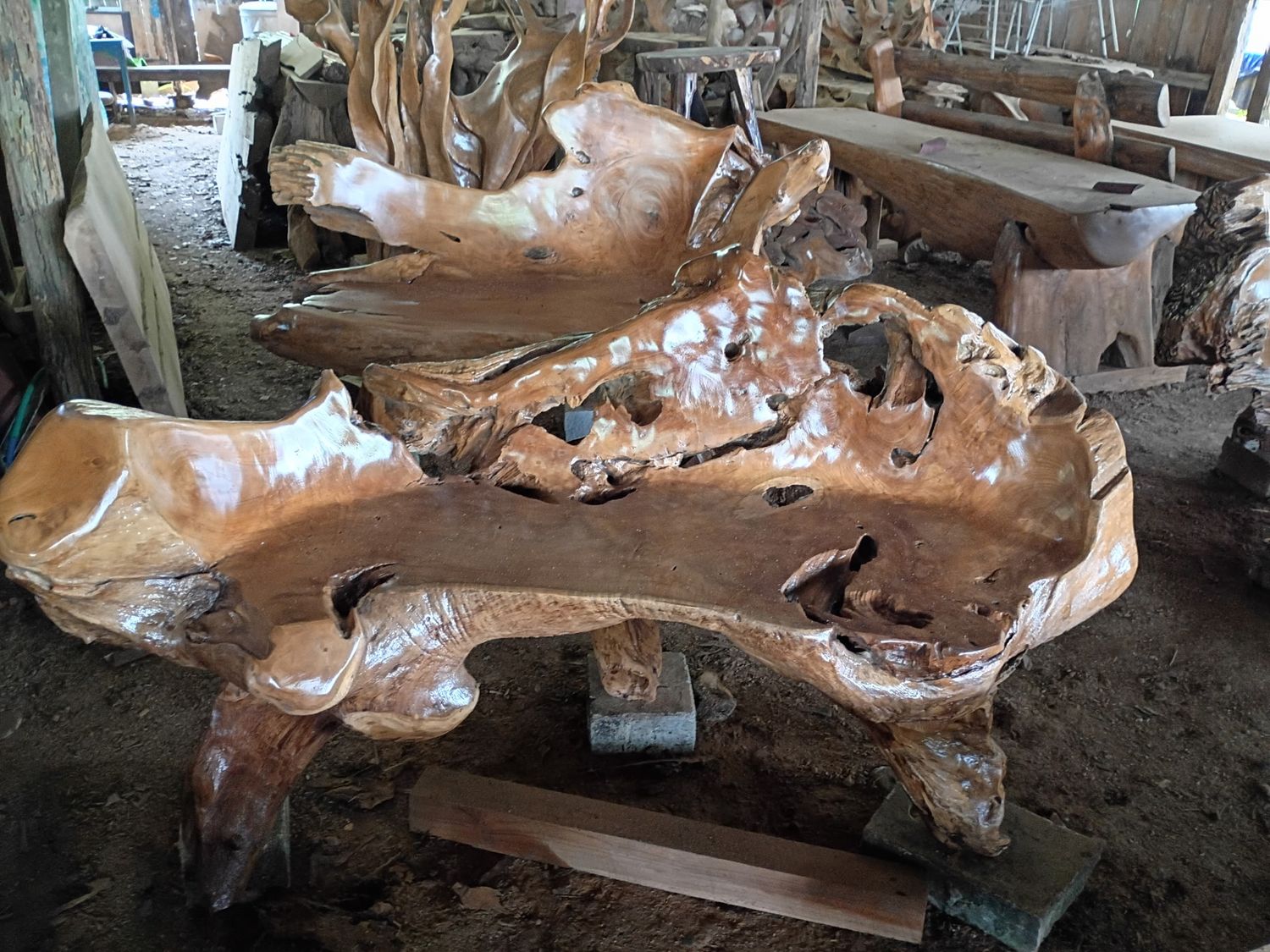 XL Teak Root Bench