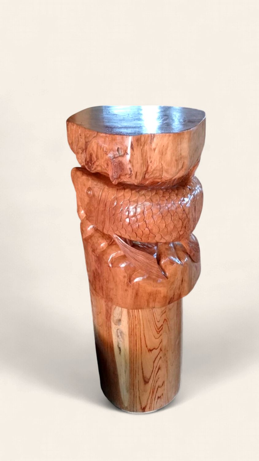 Hand carved fish stool