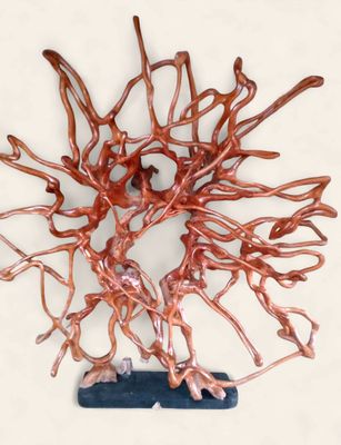 Large Teak Root Sculpture on Metal Stand