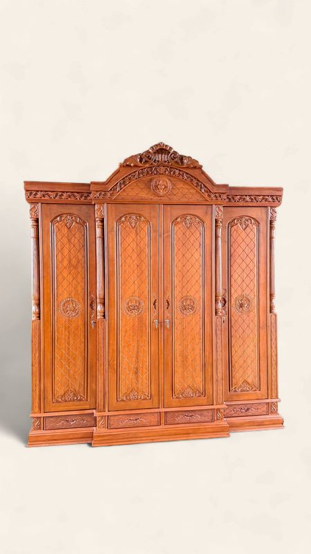 Teak hand carved armoire 2