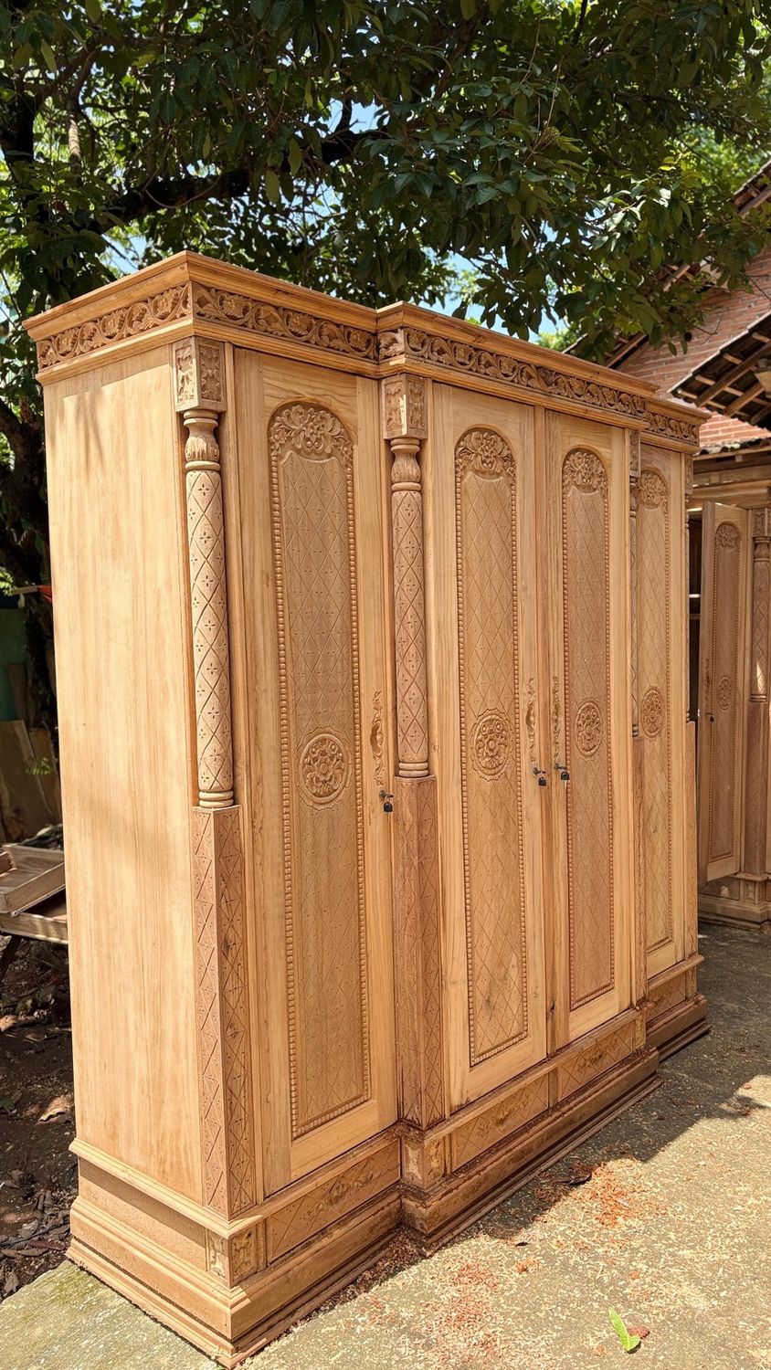 Teak hand carved armoire 1