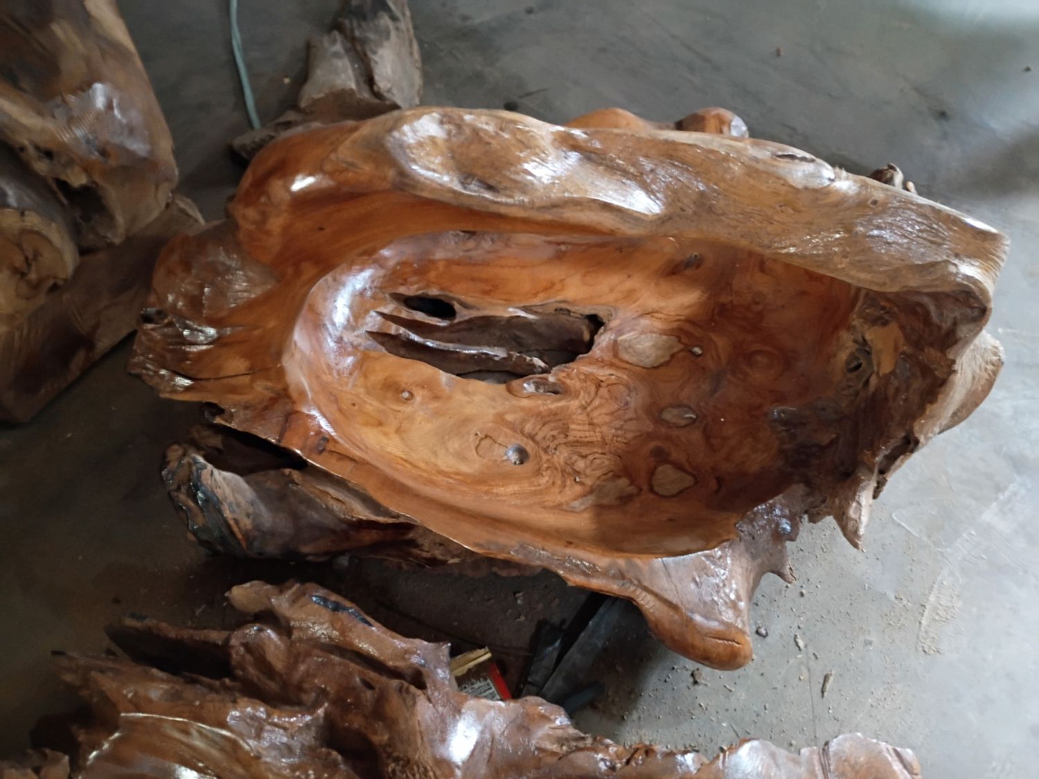 Teak Root Basket with handle