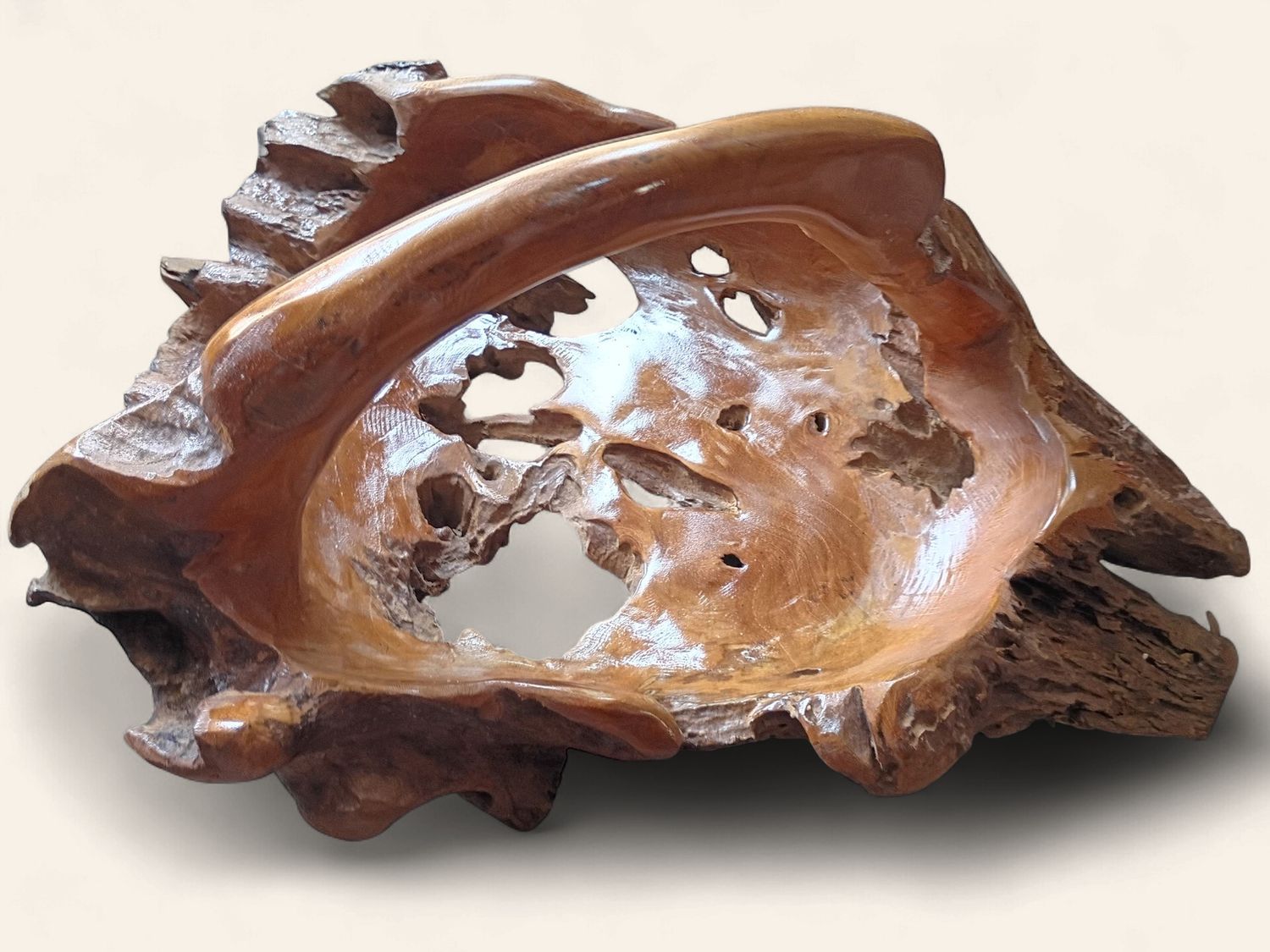 Teak Root Basket with handle