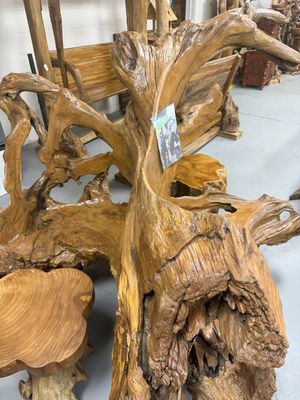XXL Double-Sided Teak Root Stump Statement Bench XXL Double-Sided Teak Root Stump Statement Bench
