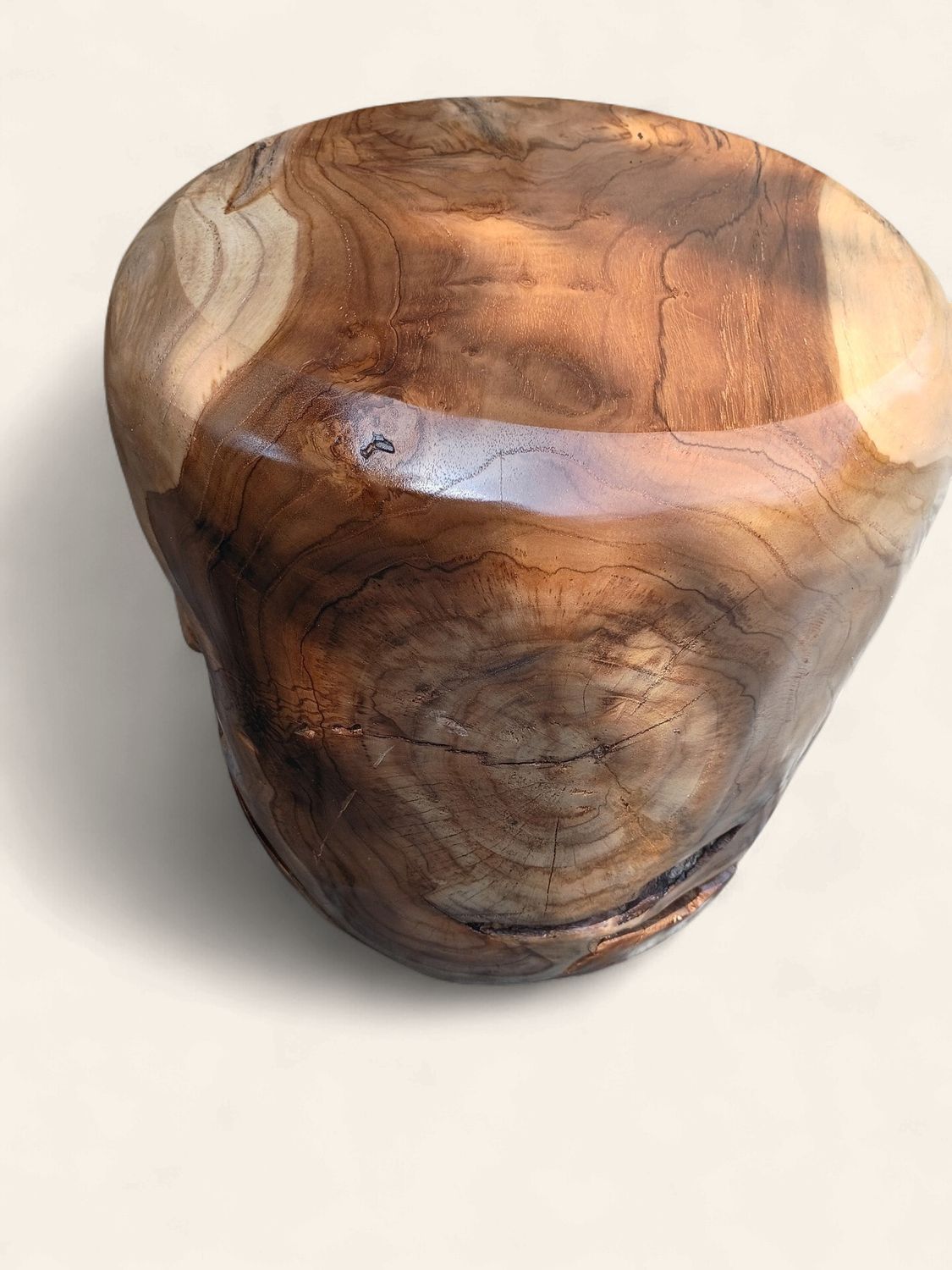 Teak beveled round stool