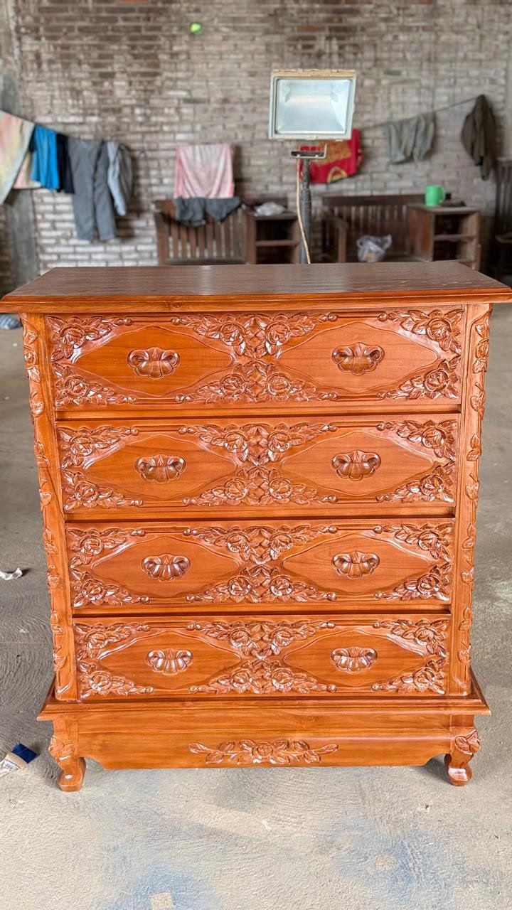 Teak Hand Carved Dresser