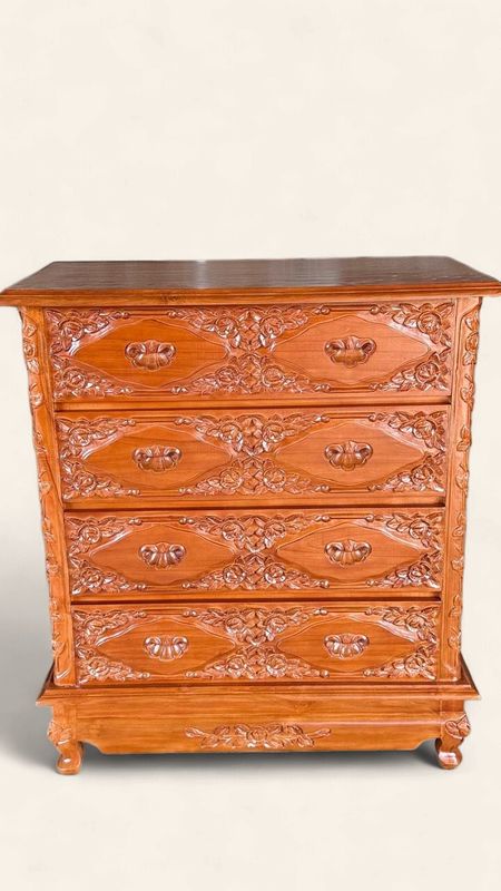 Teak Hand Carved Dresser