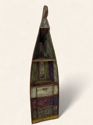 Reclaimed Boat Wood Boat-Shaped Shelf