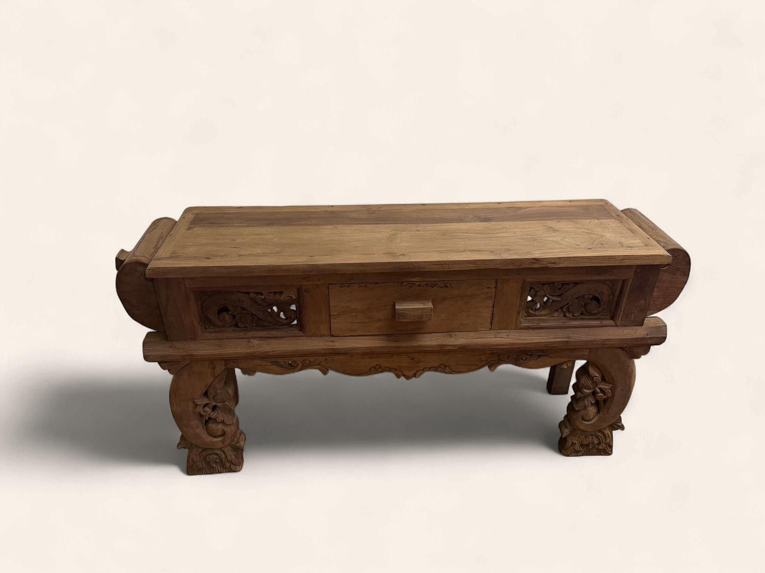 Antique Hand-Carved Wood Sofa Table