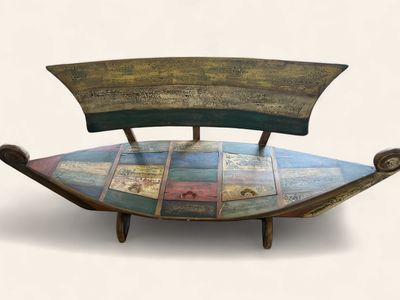 Reclaimed Boat Wood Boat-Shaped Bench