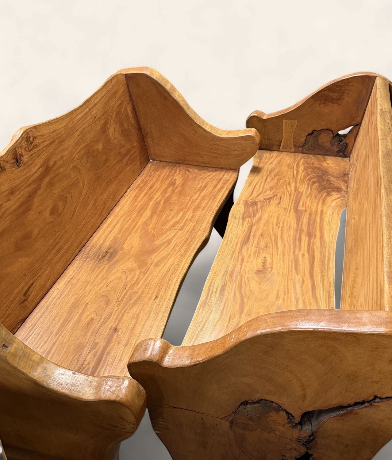 XXL Handcrafted Mahogany Wood Pew