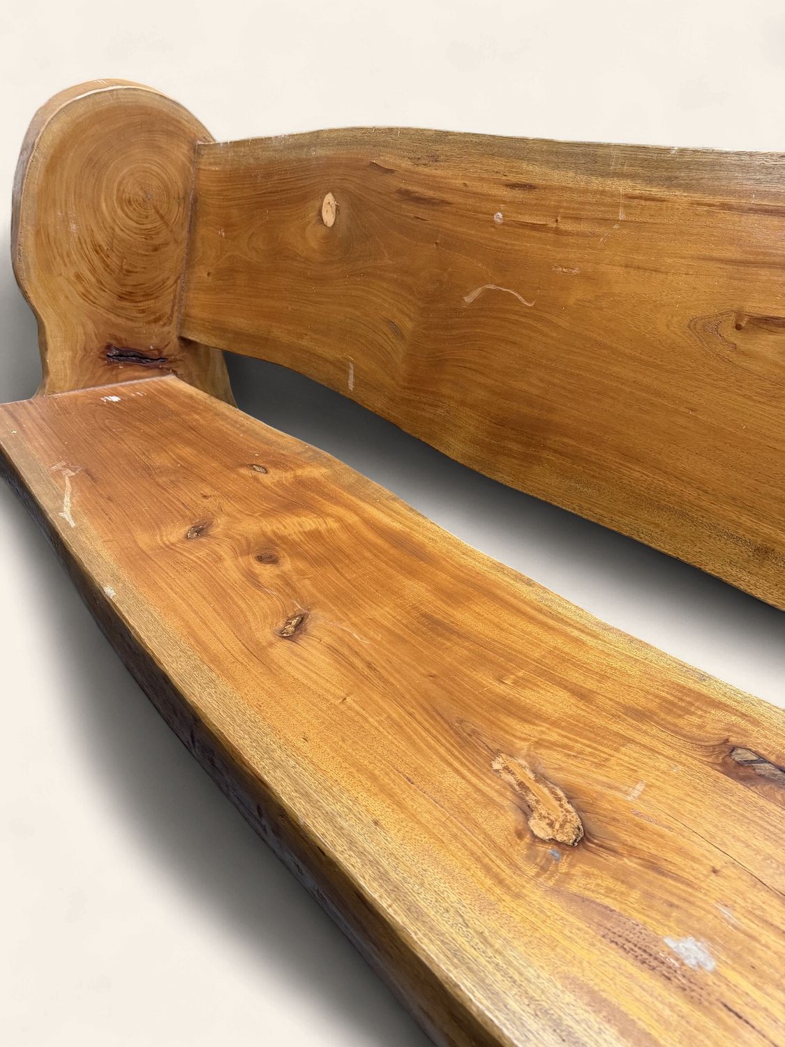 Large Handcrafted Mahogany Wood Pew