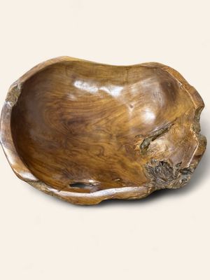 Handcrafted Flat Natural Wood Bowl Handcrafted Flat Natural Wood Bowl