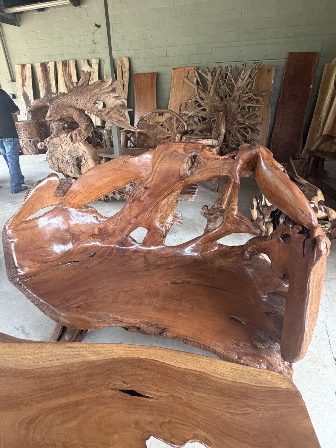 XXL Teak Root Bench