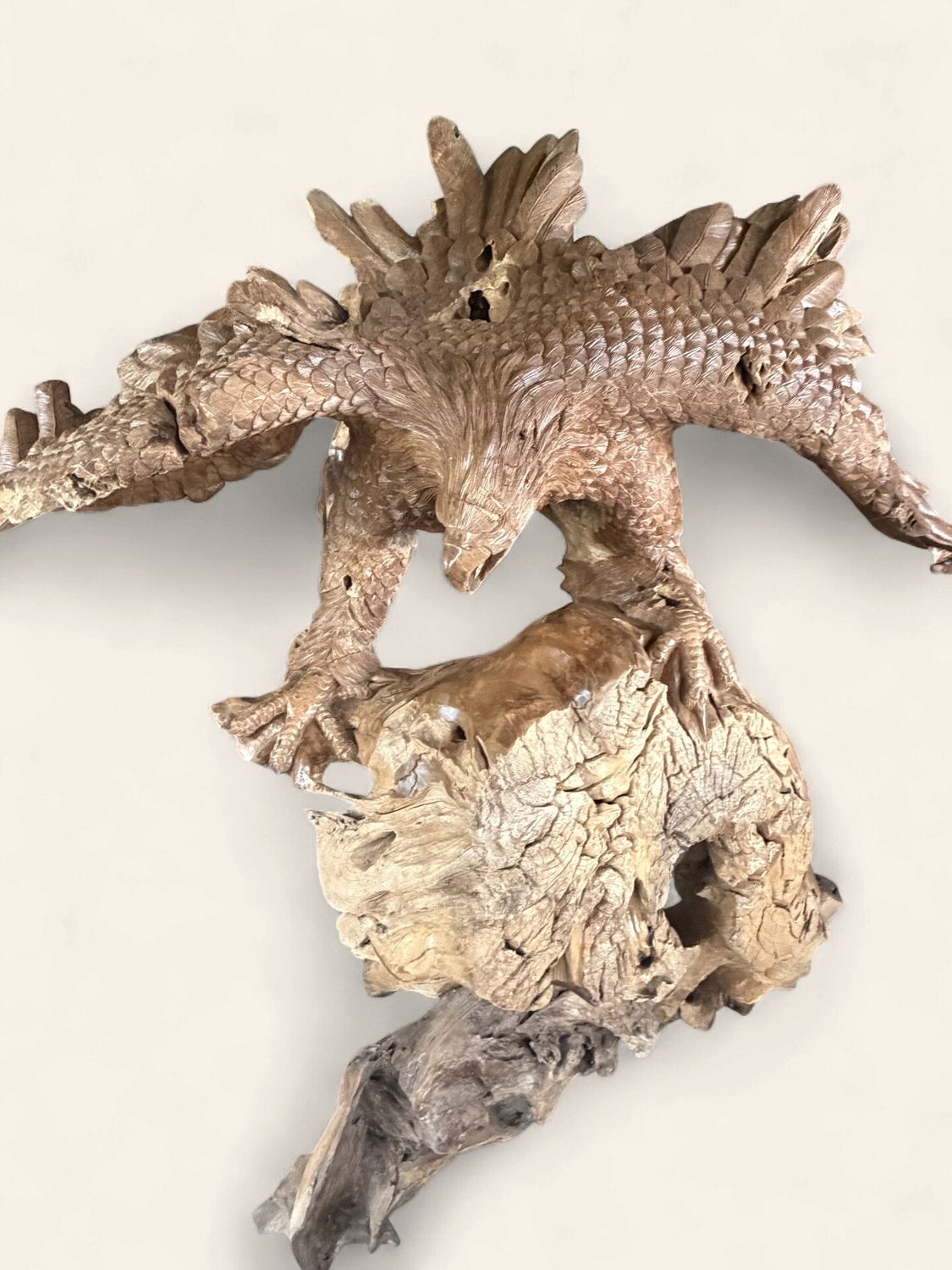 Teak Root Hand Carved Eagle Sculpture