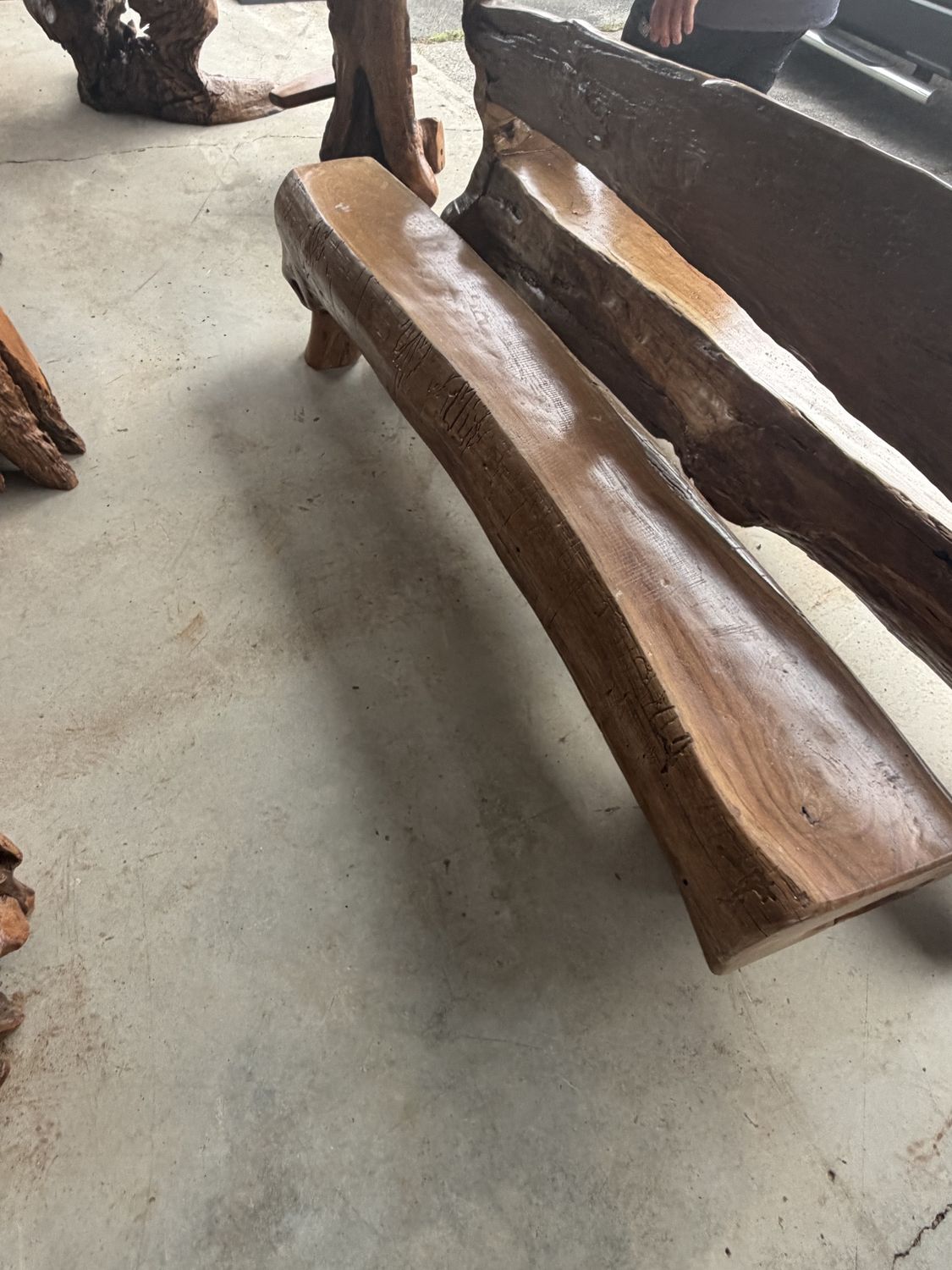 Teak Log Bench