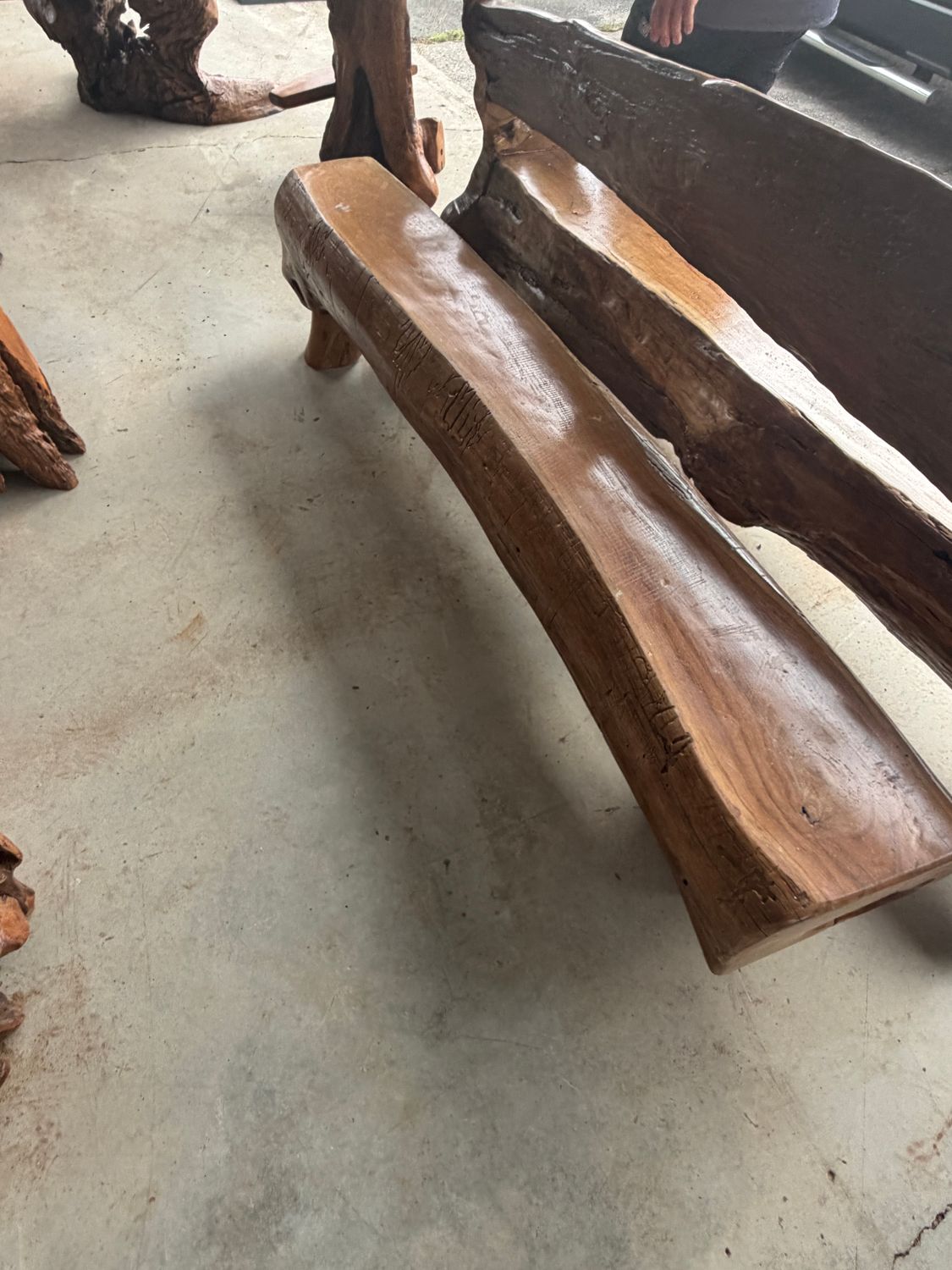 Solid Teak Log Bench