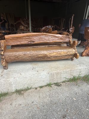 Rustic Teak High-Back Log Garden Bench Rustic Teak High-Back Log Garden Bench