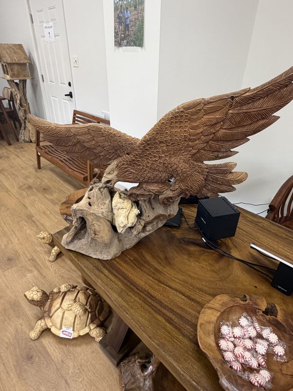 Hand Carved Small Eagle Sculpture