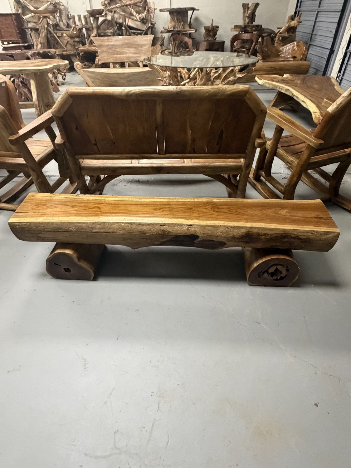 Teak Log Bench (med)
