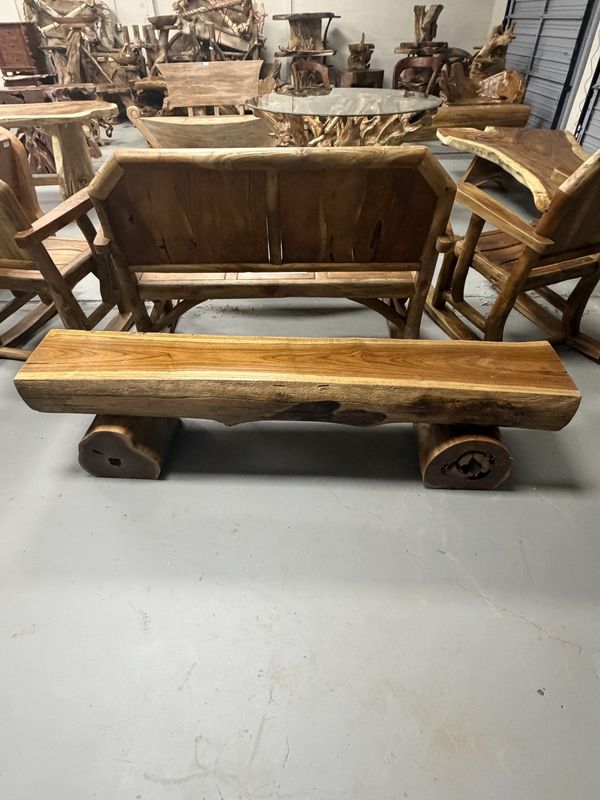 Teak Log Bench (med)