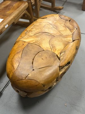 Handcrafted Teak Compilation Wood Coffee Table