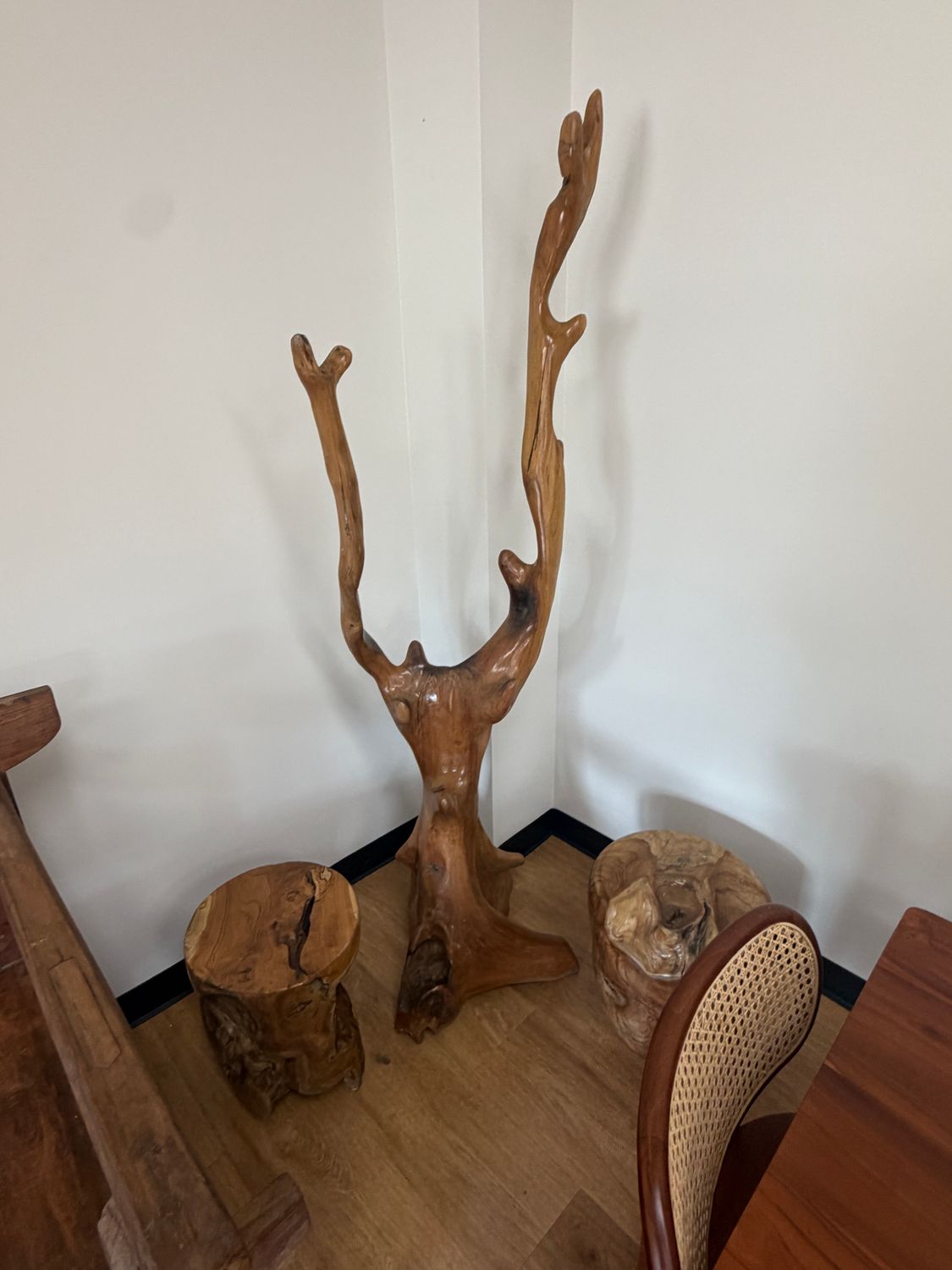Tall Natural Wood Root Valet Stand