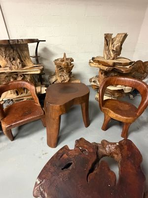 3-Piece Solid Mahogany Wood Seating Set