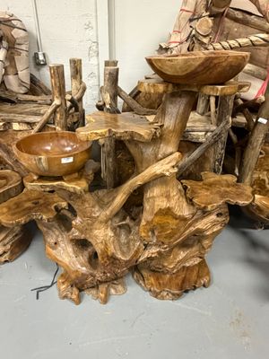 Large Teak Root 4-Tier Display Stand