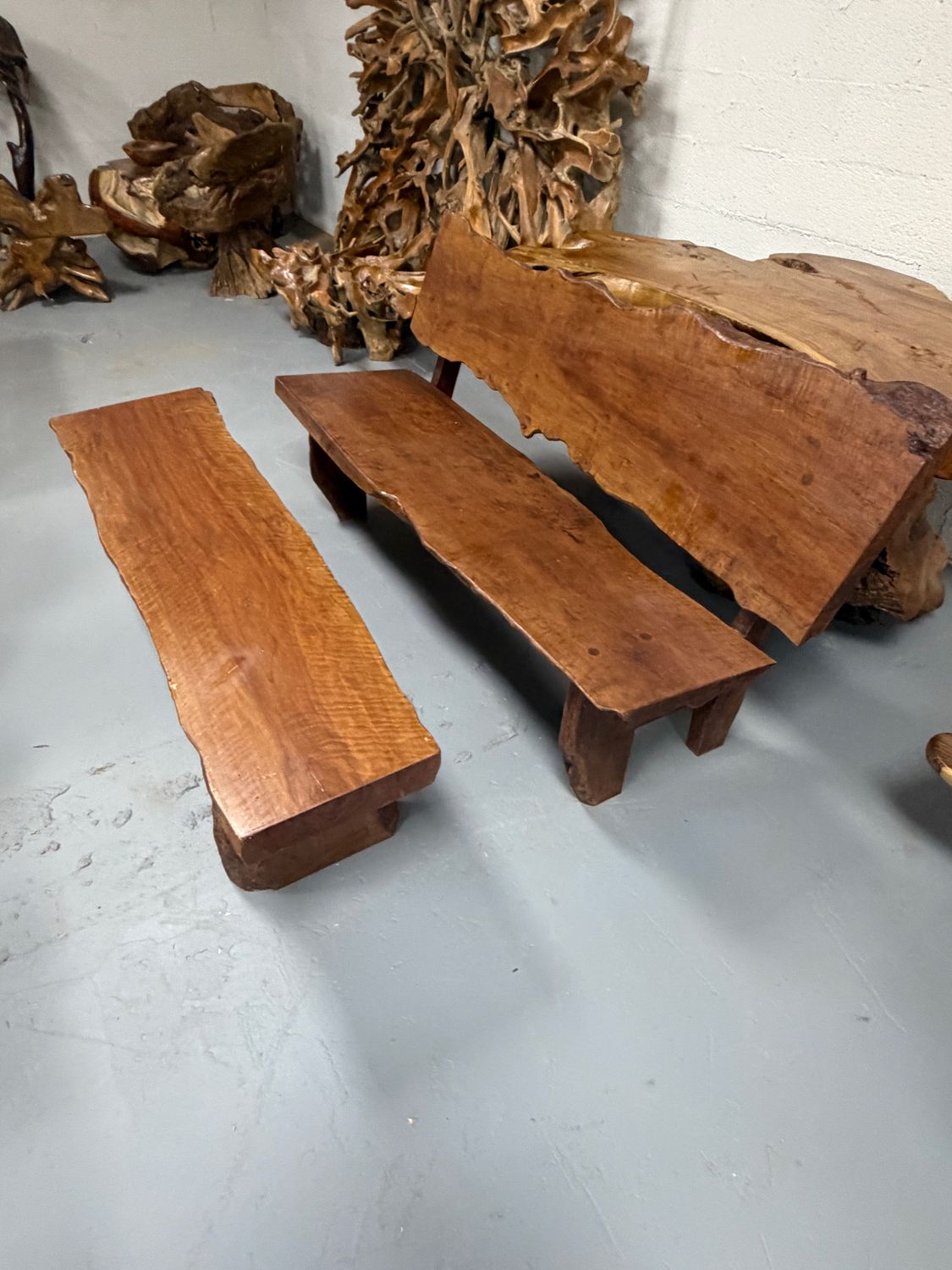 Handcrafted Lychee Wood Bench with Back