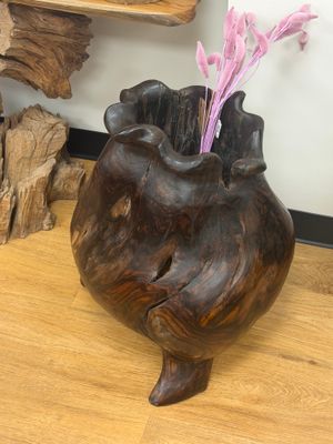 Handcrafted Sono Wood Sculptural Floor Vessel – Medium